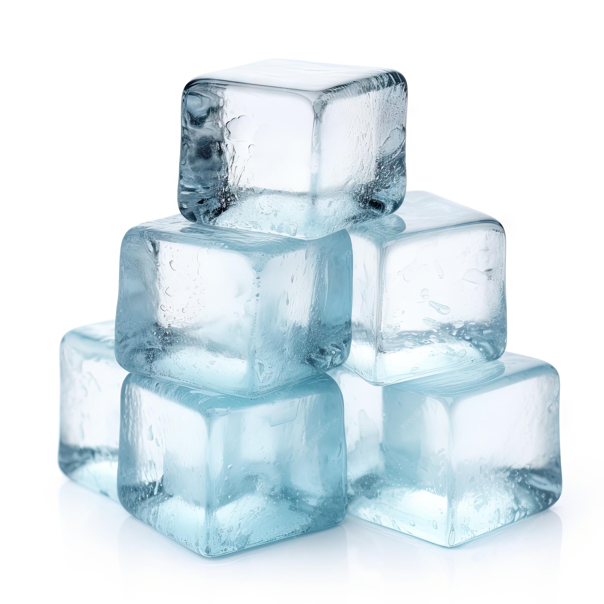 An image of ice cubes arranged in a pyramid shape.